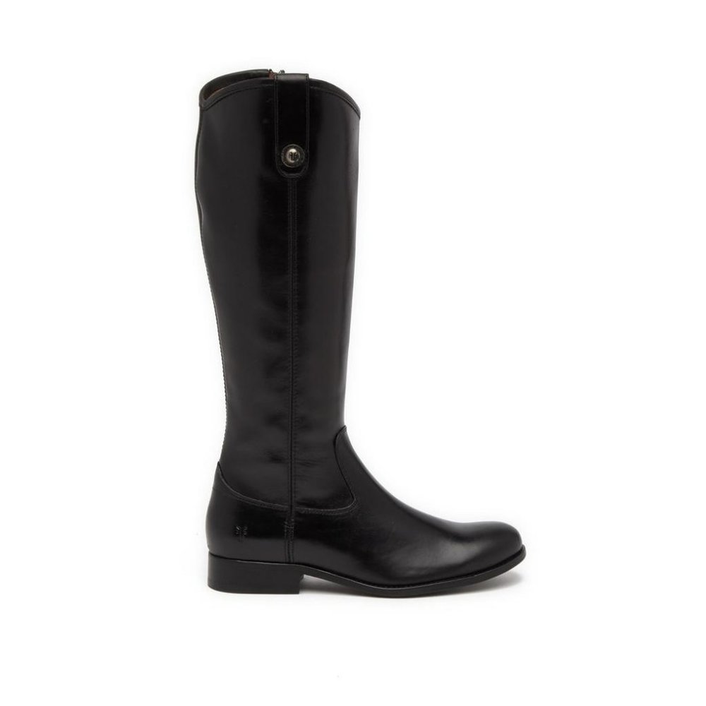 $400 FRYE MELISSA BUTTON INSIDE ZIP BLACK LEATHER RIDING KNEE BOOTS  8 (NEW)